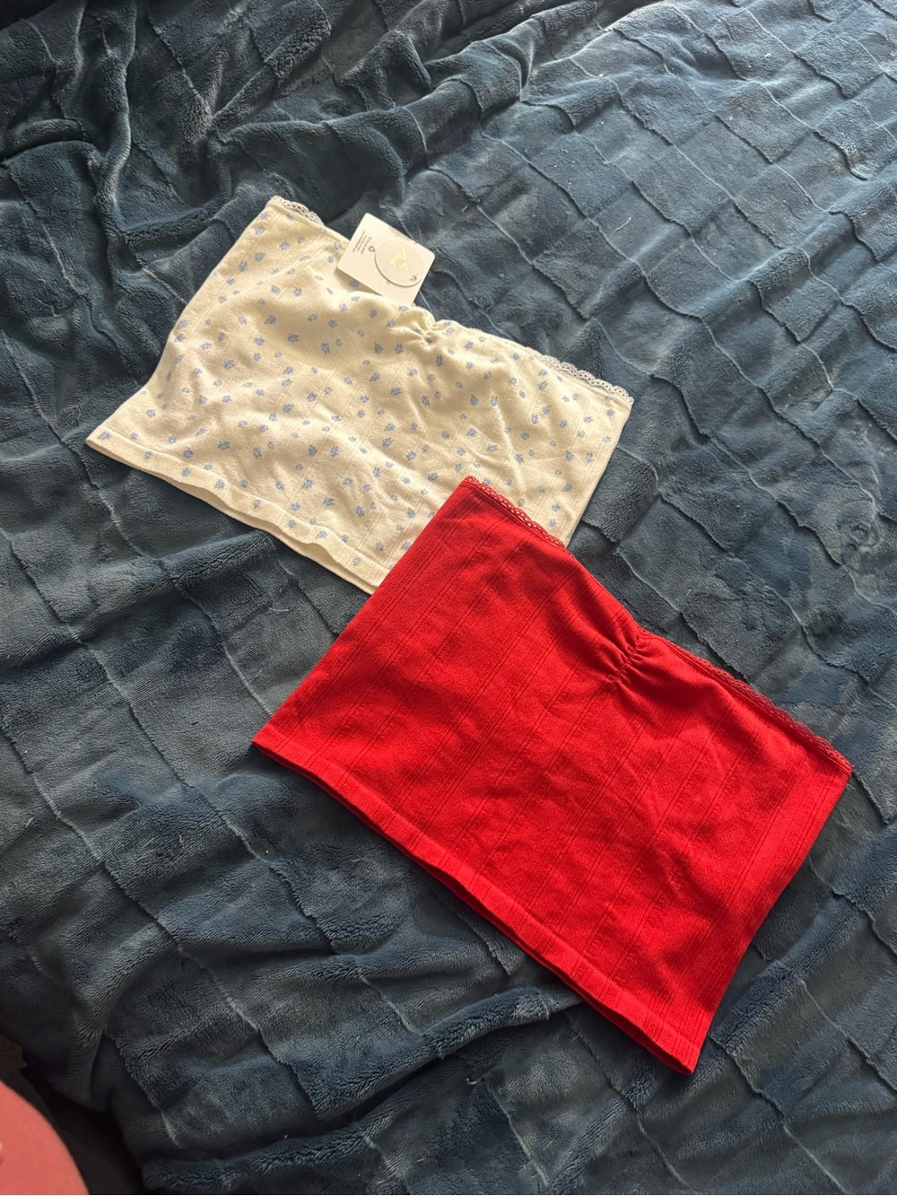 Pack of 2 Women’s Mini Tube Tops — Red and Cream